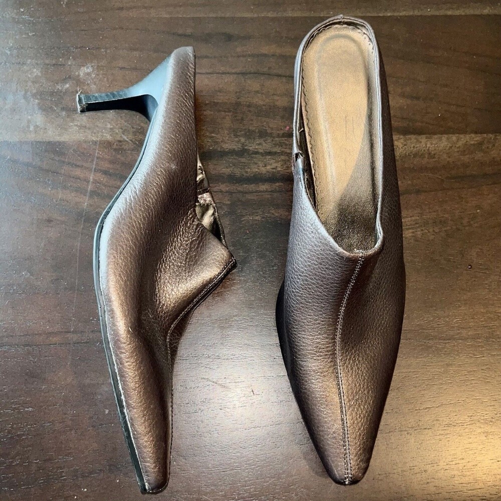 Copper Leather Mule clogs  size 11 pointed toe vintage style